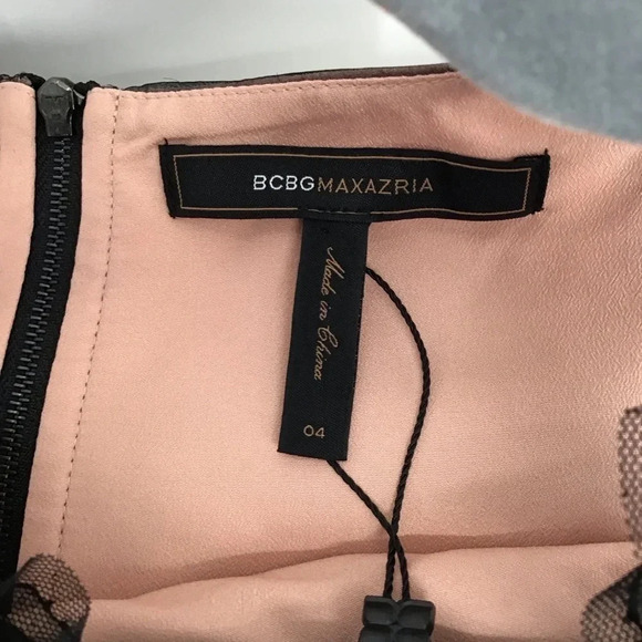 BCBGMAXAZRIA Silk Sheath Lace & Ruffle Front Cocktail Party Dress NWT Size 4 - Picture 5 of 11